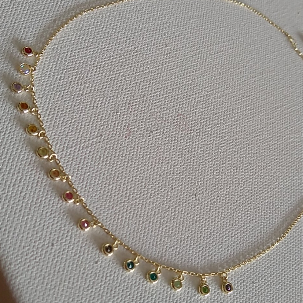 Multi-Color CZ Crystal/yellow gold/NECKLACE - Picture 5 of 7